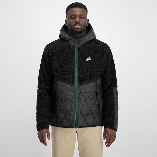 Nike NSW Winter Jacket Sherpa Insulated Black/Pro Green - CU4446-010