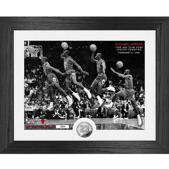 NBA Michael Jordan Chicago Bulls 1988 NBA Slam Dunk Champion Silver Coin Photo Mint