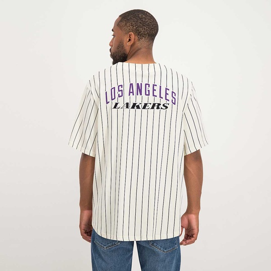 NBA LOS ANGELES LAKERS PINSTRIPE BASEBALL JERSEY  large numero dellimmagine {1}