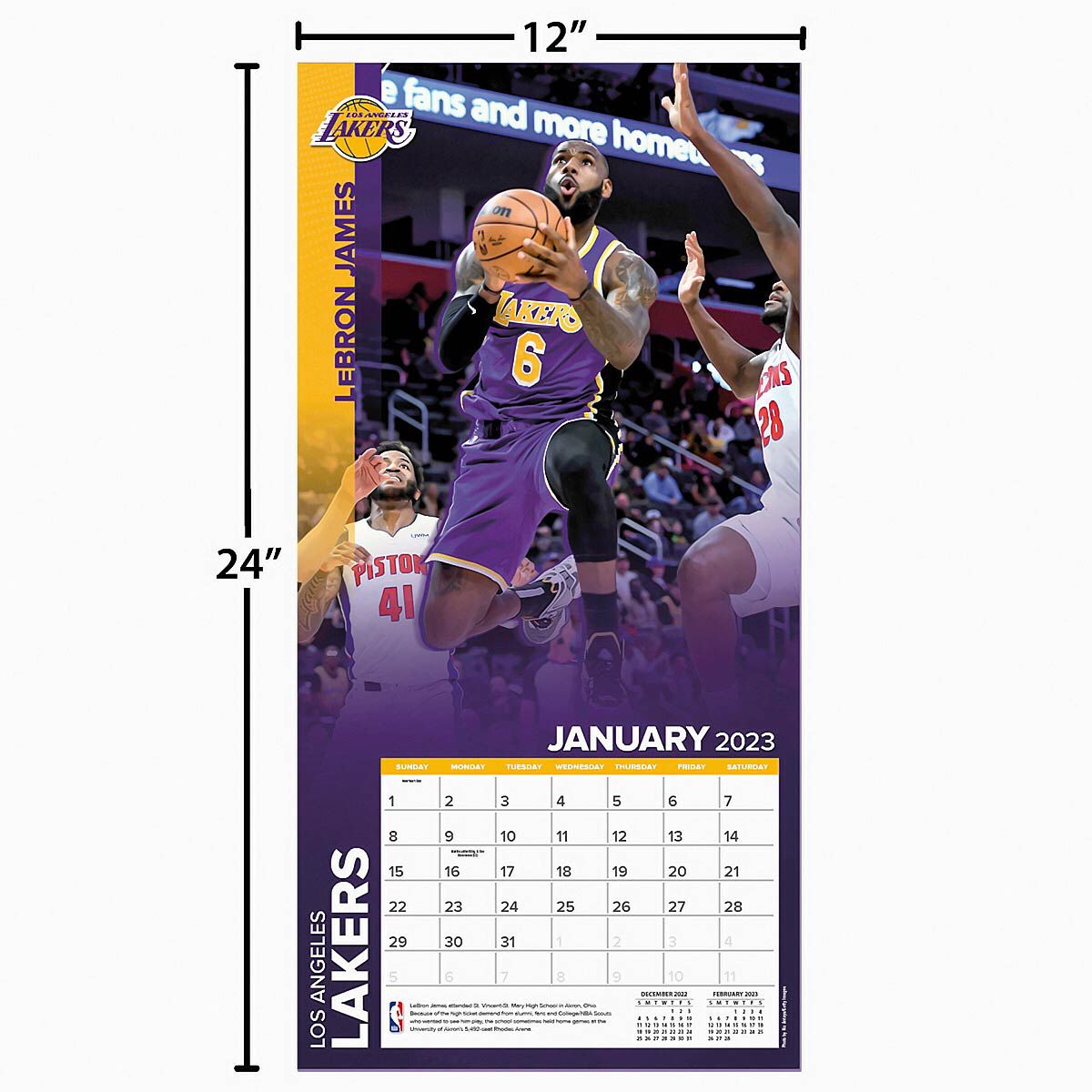 Køb Los Angeles Lakers NBA LeBron James Calendar 2023 for EUR 8