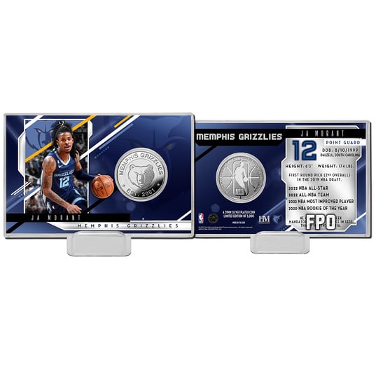NBA Memphis Grizzlies Ja Morant Silver Mint Coin Card  large numero dellimmagine {1}