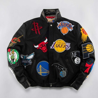 NBA COLLAGE WOOL AND LEATHER JACKET