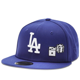 MLB LOS ANGELES DODGERS ROYAL DICE 50TH ANNIVERSARY PATCH 59FIFTY CAP