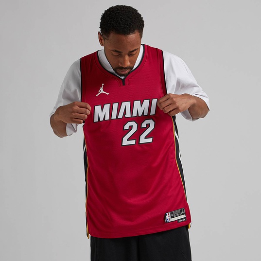 Adidas LeBron James Miami Heat Authentic Jersey Red Black Men's Size 52