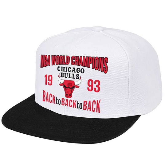 NBA CHICAGO BULLS BACK TO BACK TO BACK 1993 SNAPBACK CAP  large numero dellimmagine {1}