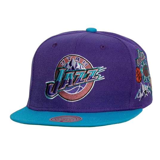 NBA HARDWOOD CLASSICS UTAH JAZZ PATCH OVERLOAD SNAPBACK CAP  large numero dellimmagine {1}
