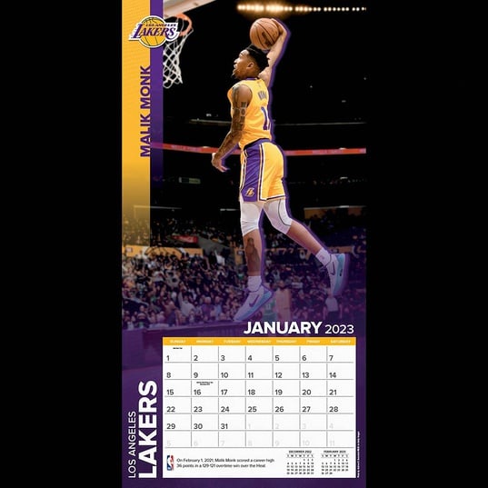 NBA Los Angeles Lakers Team Wall Calendar 2023  large image number 3