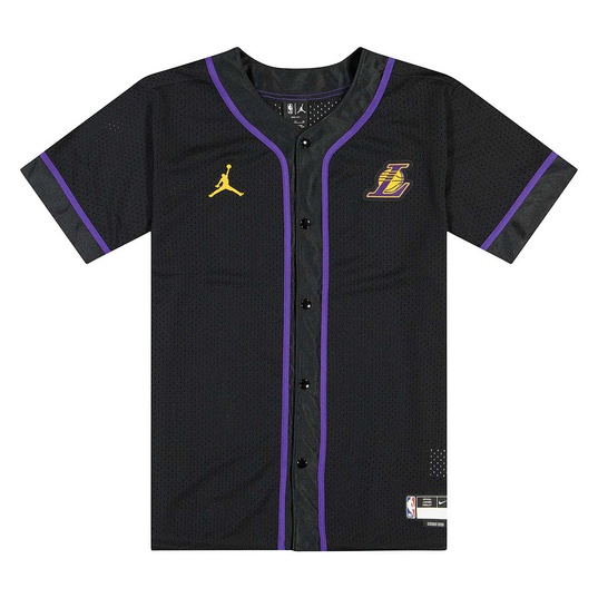 black lakers baseball jersey