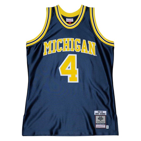 NCAA AUTHENTIC UNIVERSITY OF MICHIGAN  CHRIS WEBBER #4 1991 Jersey  large image number 1