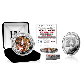 NBA Chicago Bulls Michael Jordan 6 Time Champion Silver Mint Coin