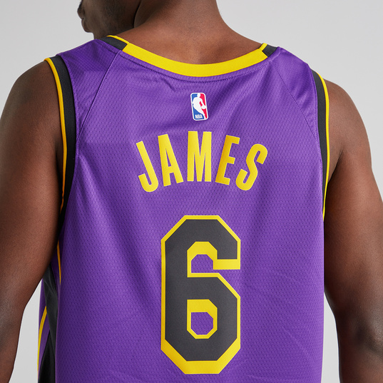 Jordan Men's Los Angeles Lakers LeBron James #23 Purple 2020-21 Dri-FIT Statement Swingman Jersey, XL