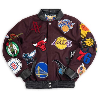 NBA COLLAGE WOOL AND LEATHER JACKET