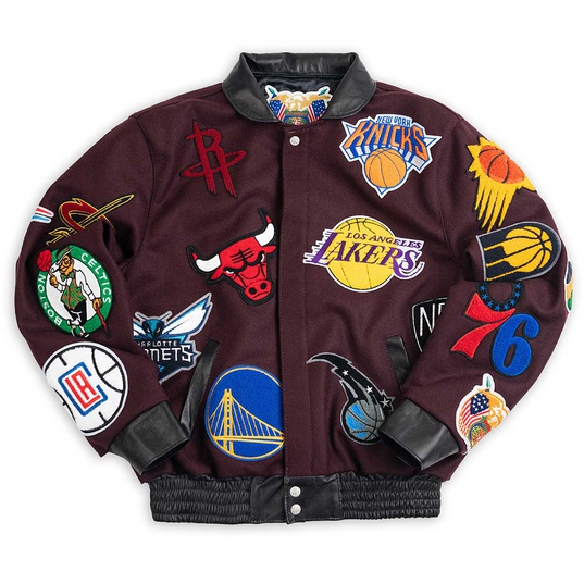 NBA COLLAGE WOOL AND LEATHER JACKET  large image number 1