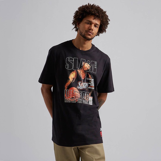 Allen Iverson Large T Shirt Slam Magazine Mitchell and Ness Tee Black
