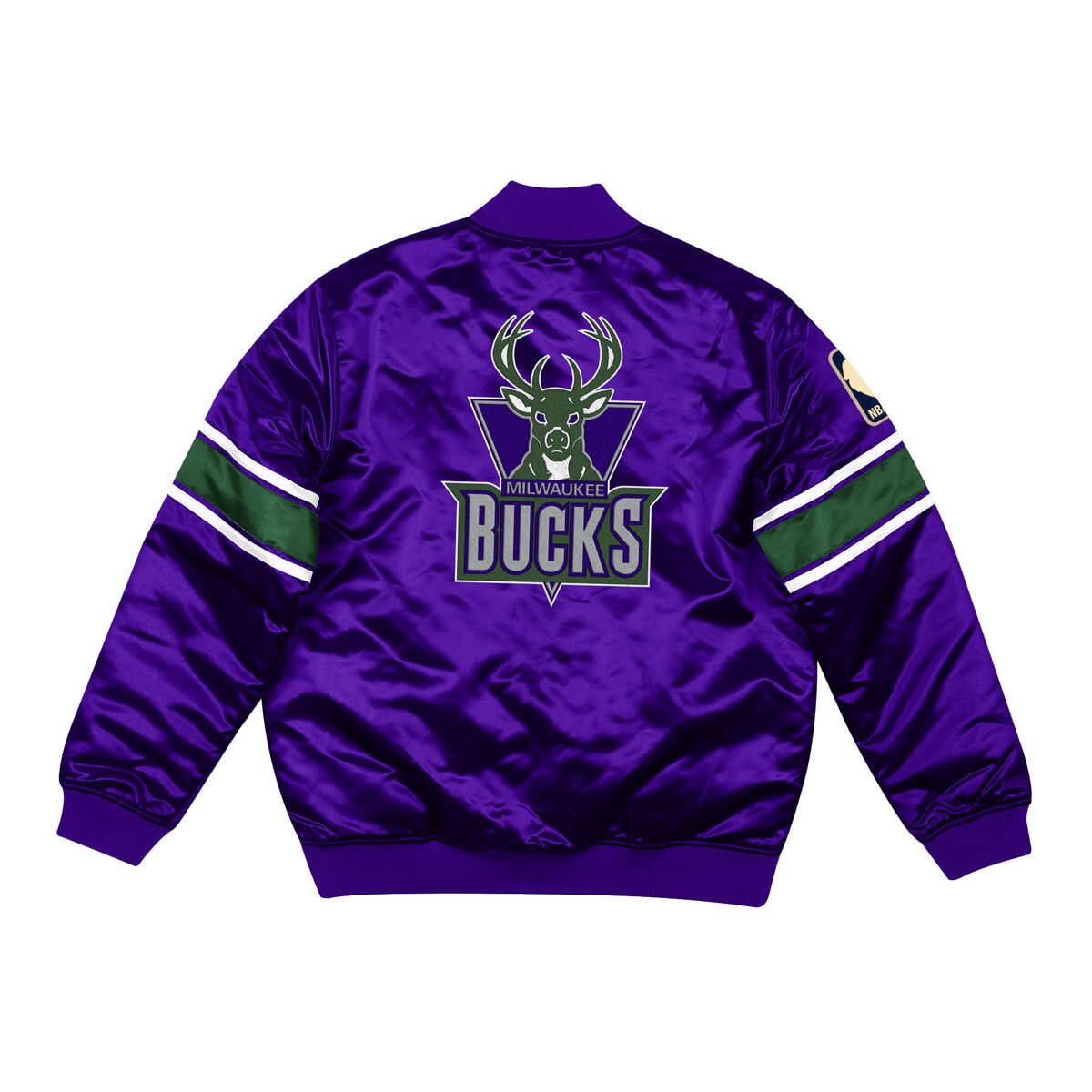Mitchell & Ness Milwaukee Bucks Purple Heavyweight Satin Jacket Jacke Anorak Windbreaker 