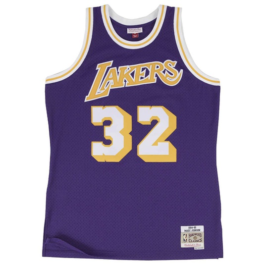 NBA LOS ANGELES LAKERS SWINGMAN ROAD JERSEY MAGIC JOHNSON 1985  large numero dellimmagine {1}
