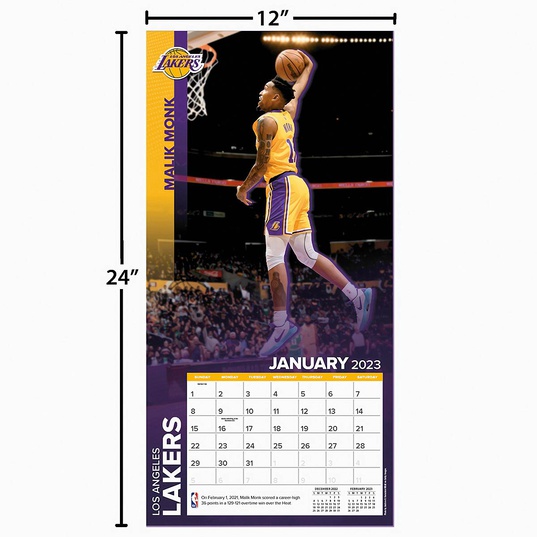 NBA Los Angeles Lakers Team Wall Calendar 2023  large image number 4