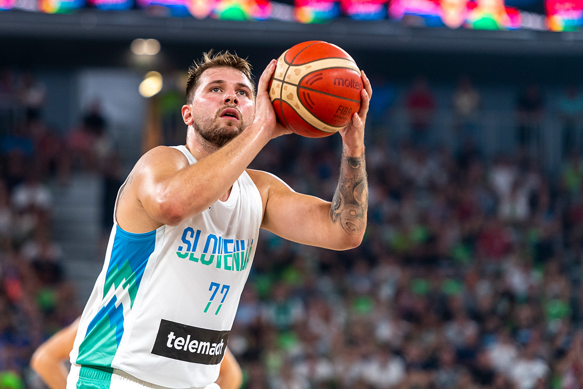 Luka Doncic playing for team Slovenia