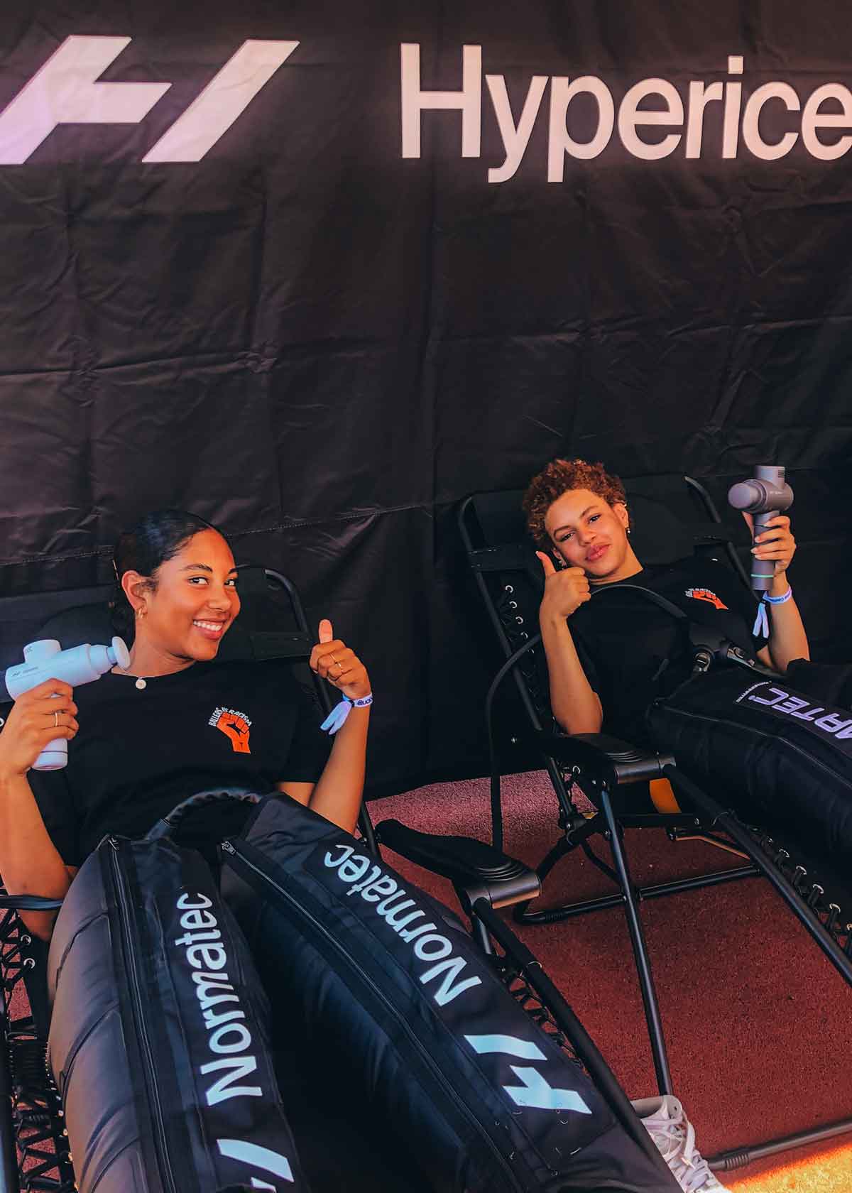 Rehab at the Hyperice tent