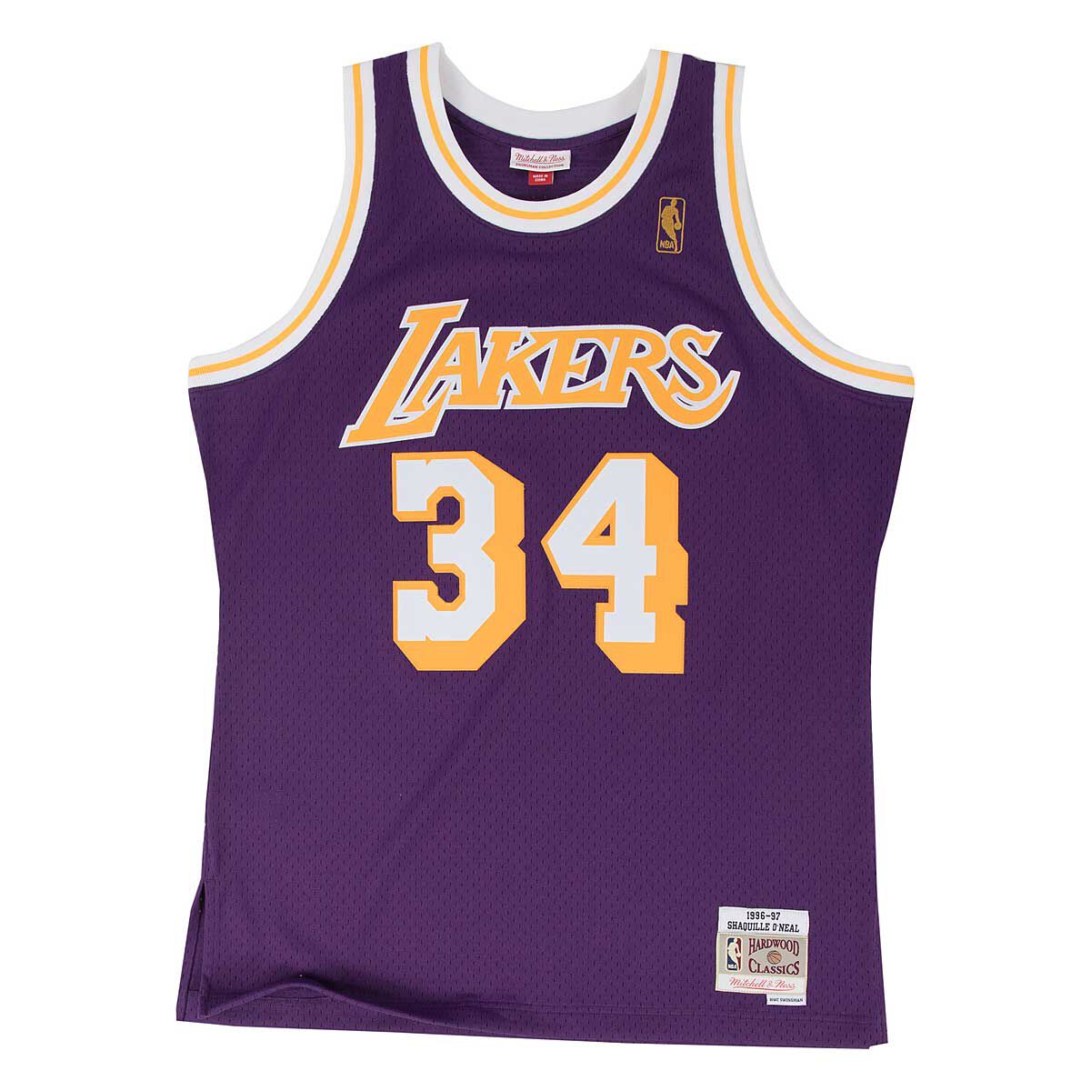Mitchell And Ness Nba Swingman Jersey La Lakers 96 - Shaquille O'neal, Purple / Yellow