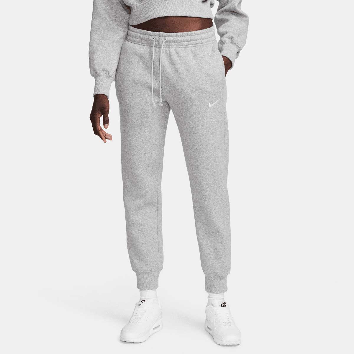 Nike W Phoenix Fleece Pant, Dk Grey Heather/white XS