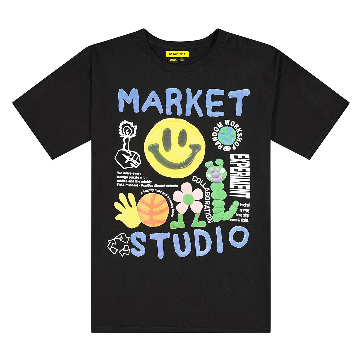 Market Smiley Collage T-Shirt, Black
