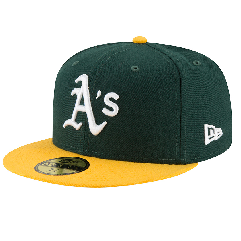 Image of New Era MLB Oakland Athletics Authentic On Field 59fifty Cap, Dark Green Poly