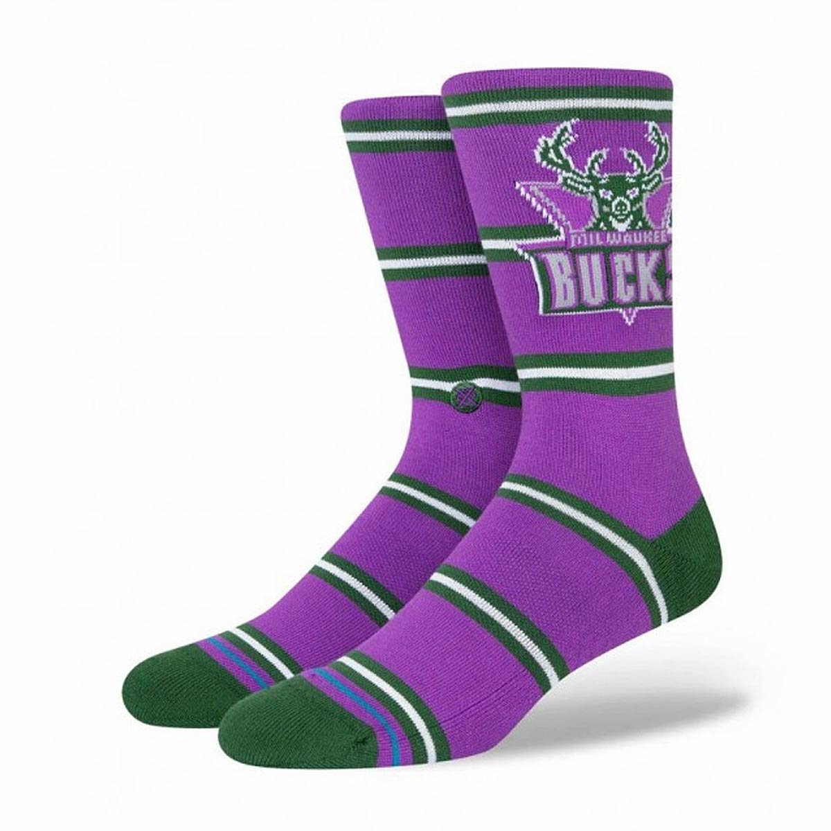 Stance Nba Milwaukee Bucks Stripe Crew Socks, Purple