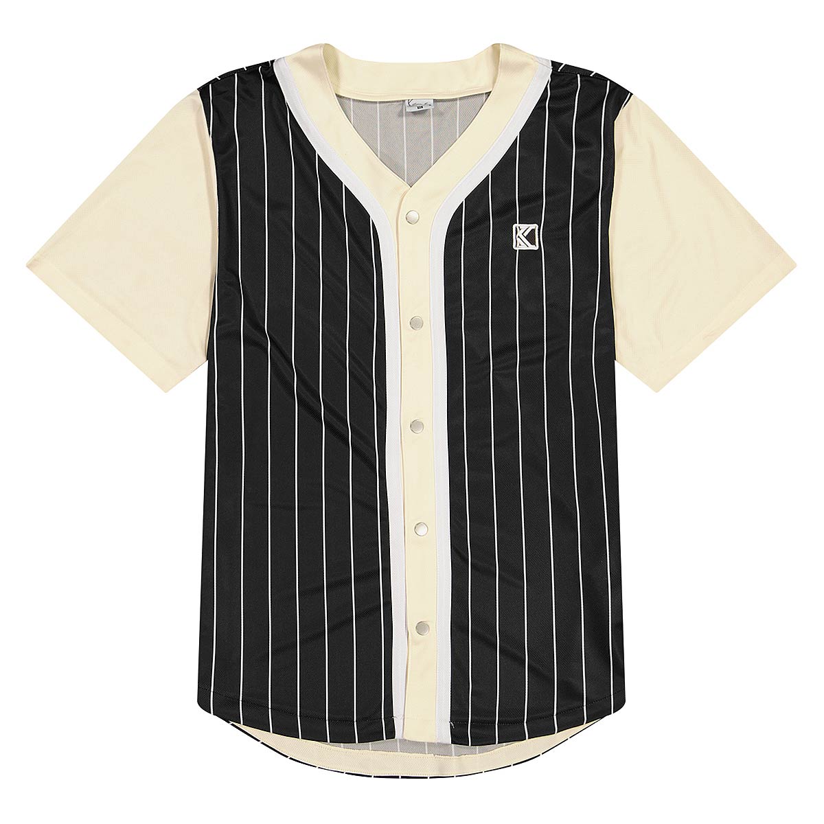 Image of Karl Kani Og Block Pinstripe Baseball Shirt, Black/off White