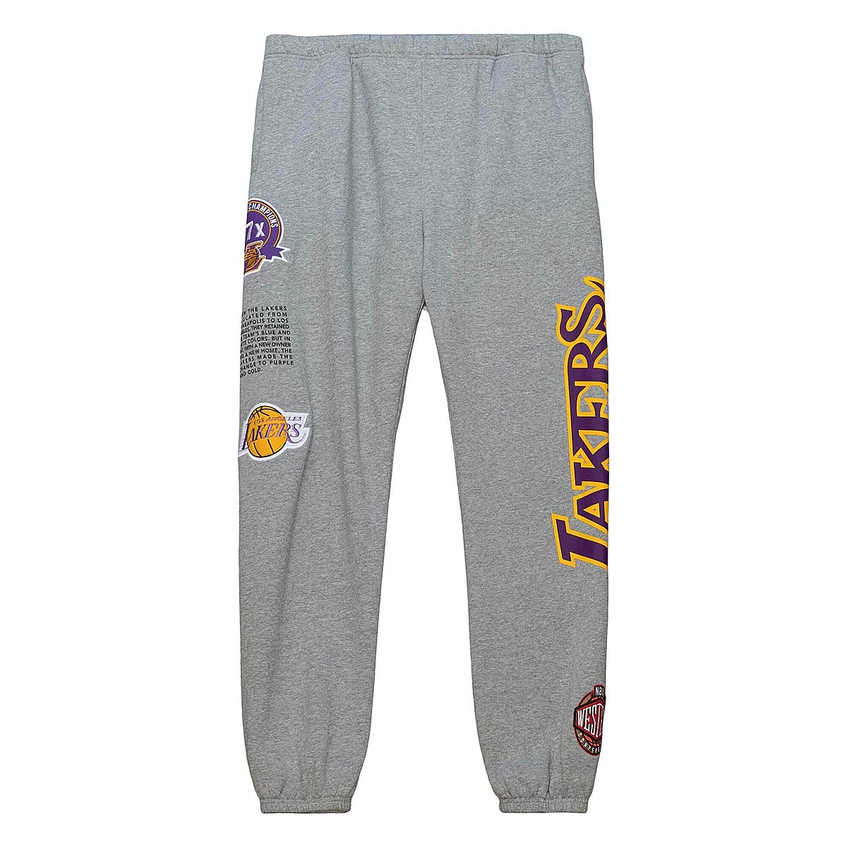 Mitchell And Ness Nba Los Angeles Lakers Team Origins Fleece Pants, Grey Heather