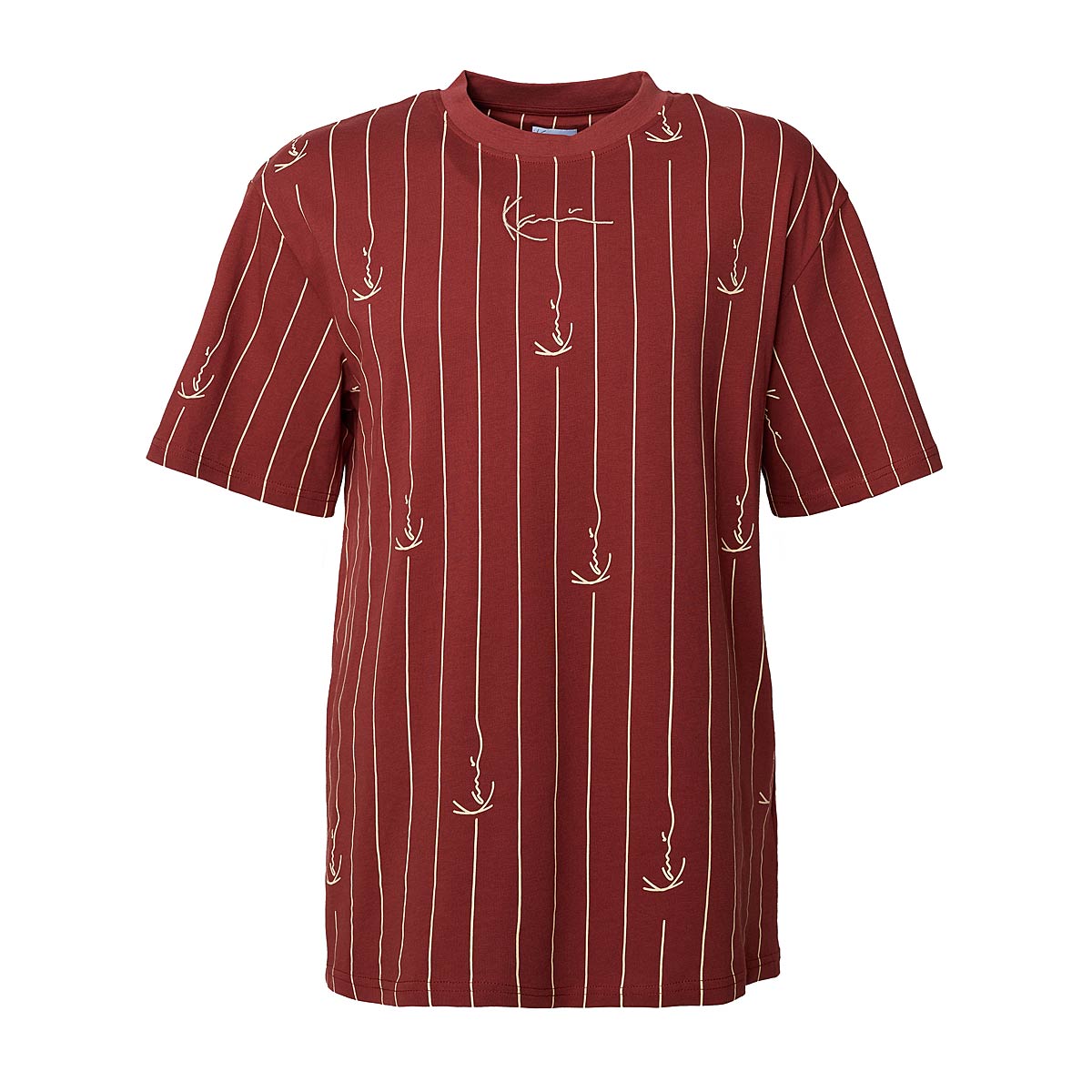 Karl Kani Small Signature Logo Pinstripe T-Shirt, Red