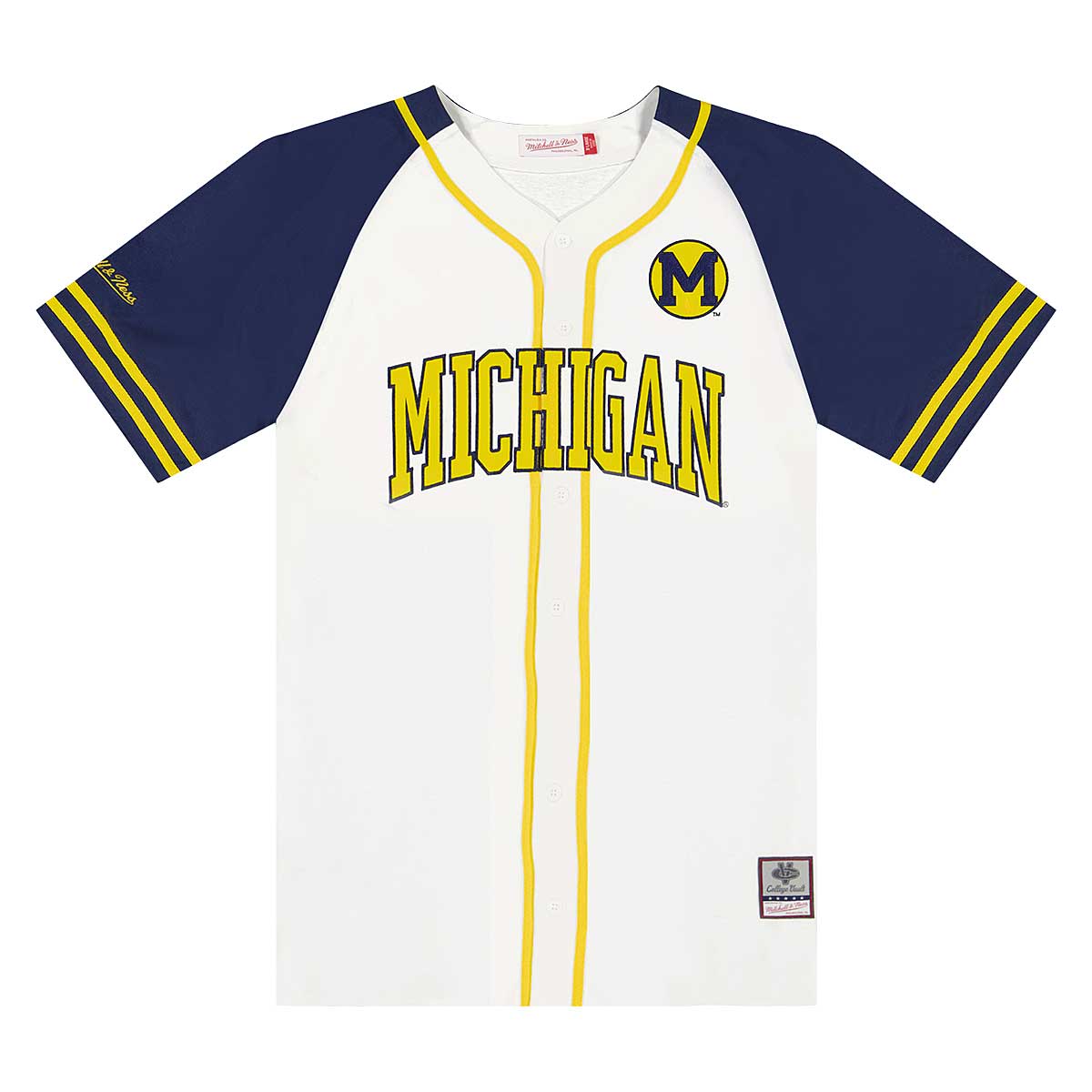 Image of Mitchell And Ness Ncaa Michigan Wolverines Practice Day Baseball Jersey, White