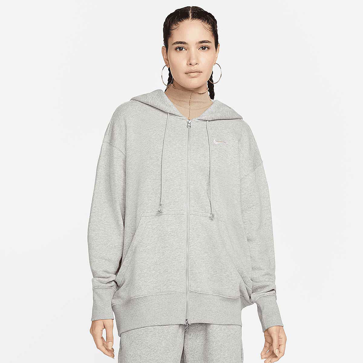 Image of Nike W Phoenix Oversized Full Zip Hoody Hoody, Grey/beige