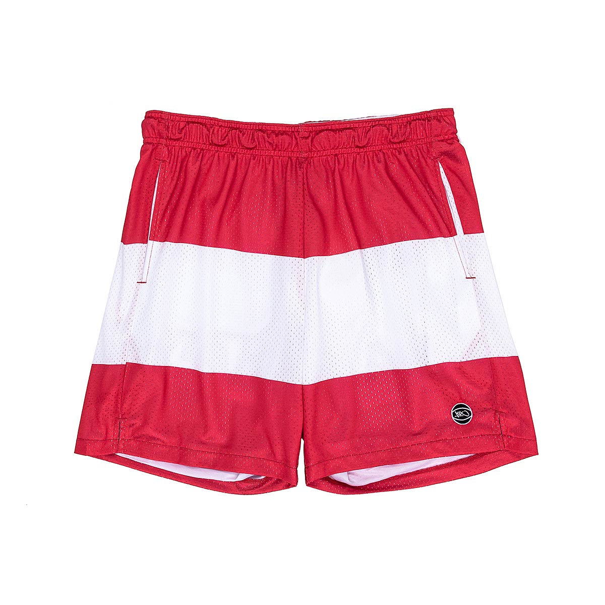 K1X White Stripe Mesh Shorts, Wue Red