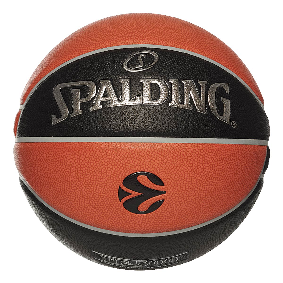 Image of Spalding Excel Tf-500 Sz7 Composite Euroleague Basketball, Black-orange