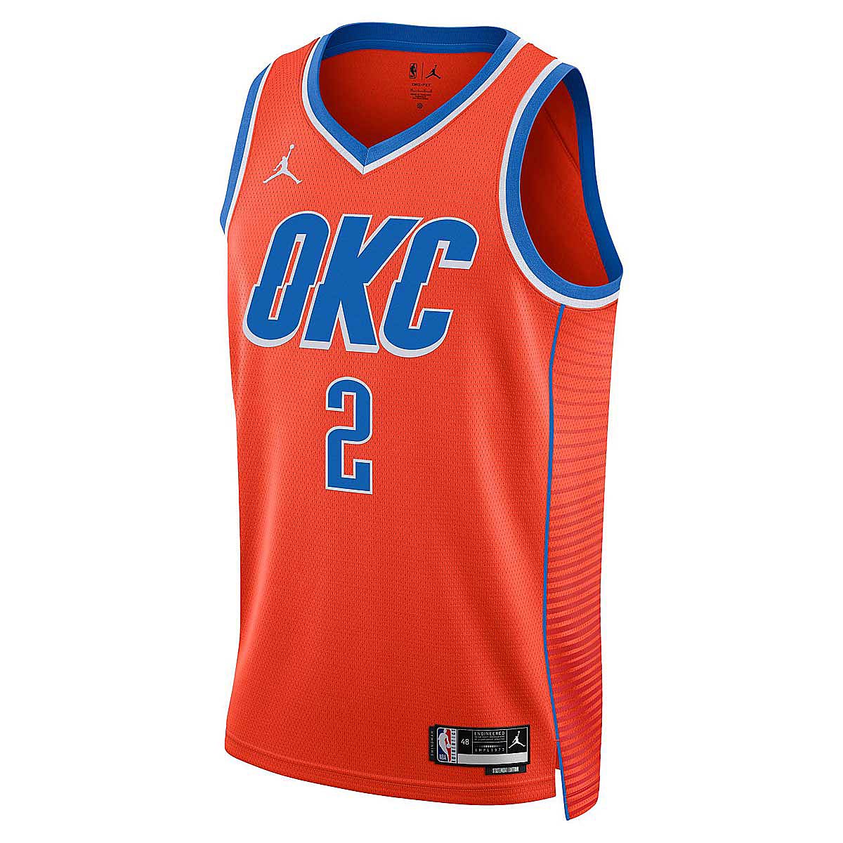 Image of Nike NBA Oklahoma City Thunder Dri-fit Statement Swingman Jersey Shai Gilgeous-alexander, Team Orange/gilgeous/blue