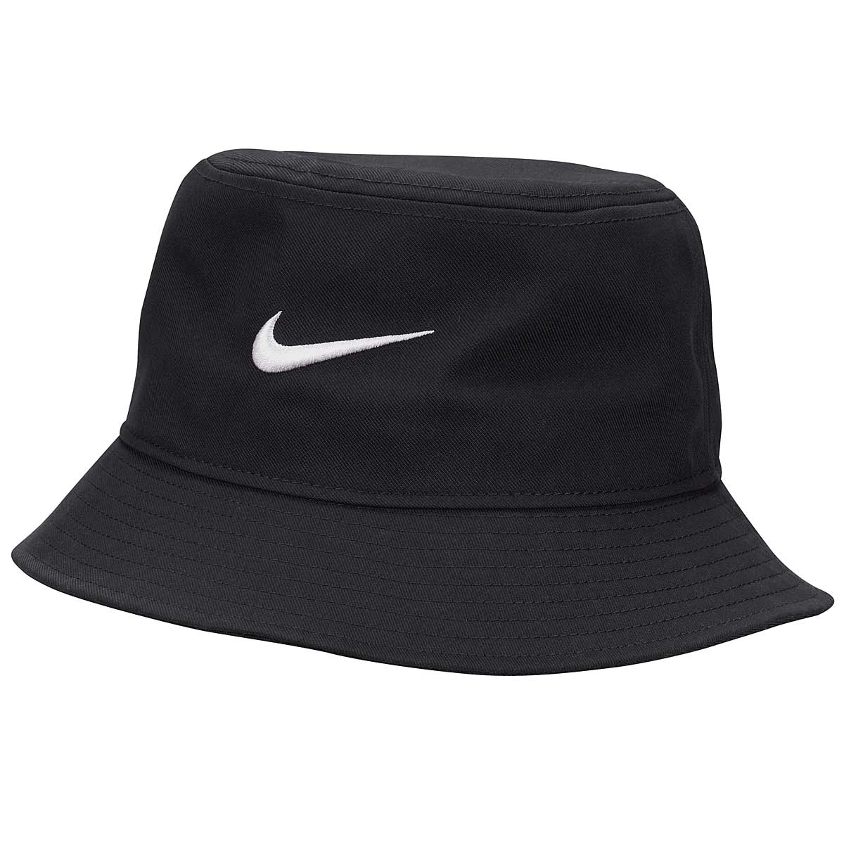Image of Nike Swoosh Bucket Hat, Black/(white)