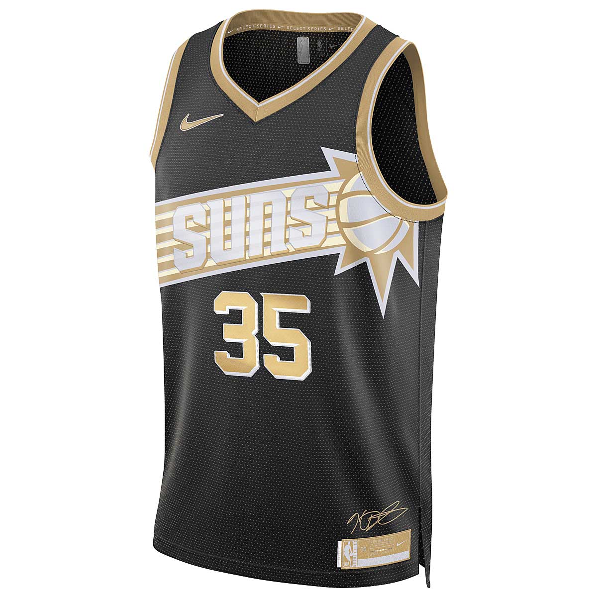 Image of Nike NBA Phoenix Suns Dri-fit Select Series Swingman Jersey Kevin Durant, Black/club Gold