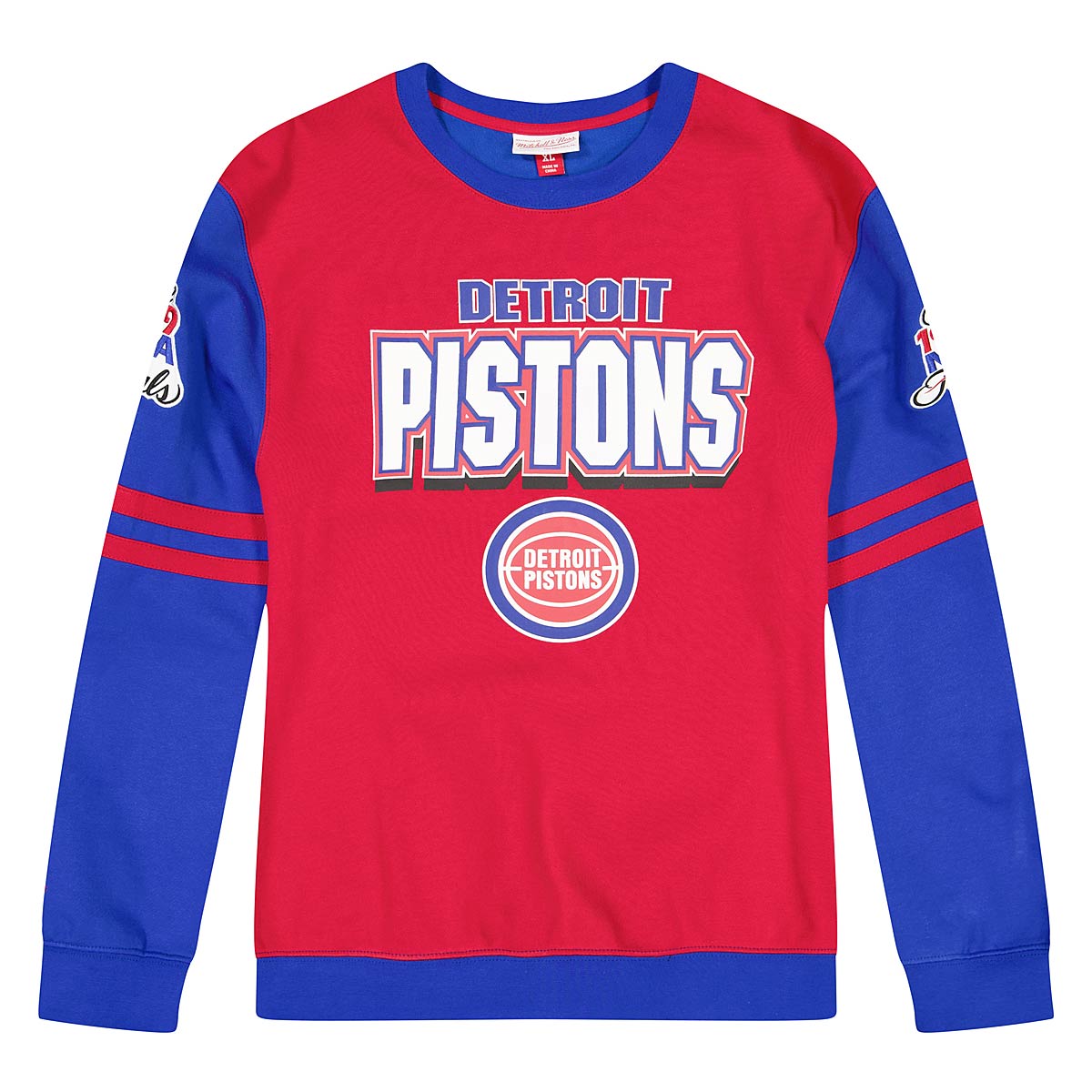 Mitchell And Ness Nba Detroit Pistons All Over Crewneck 2.0, Scarlet