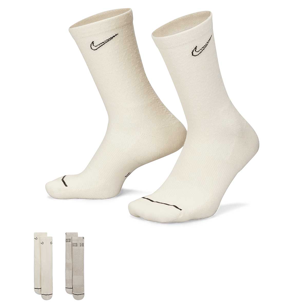 Image of Nike Everyday Plus Crew Sock 2pr, White | Sand