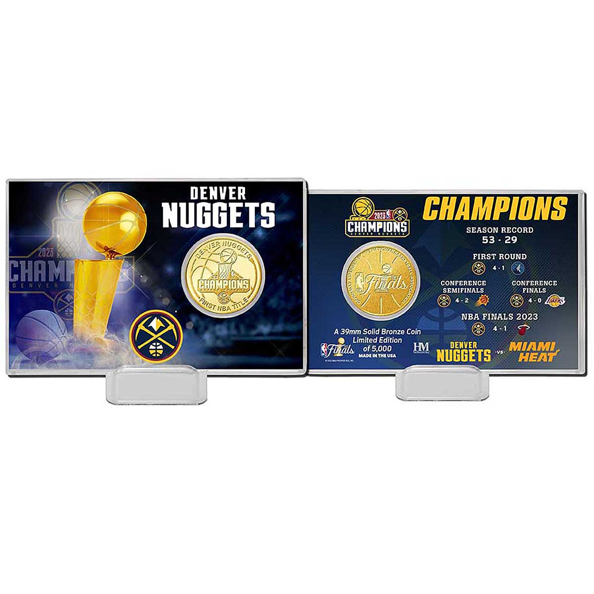 Denver Nuggets Fanatics Authentic Golden Classic 2023 NBA Finals Champions  Logo Basketball Display Case