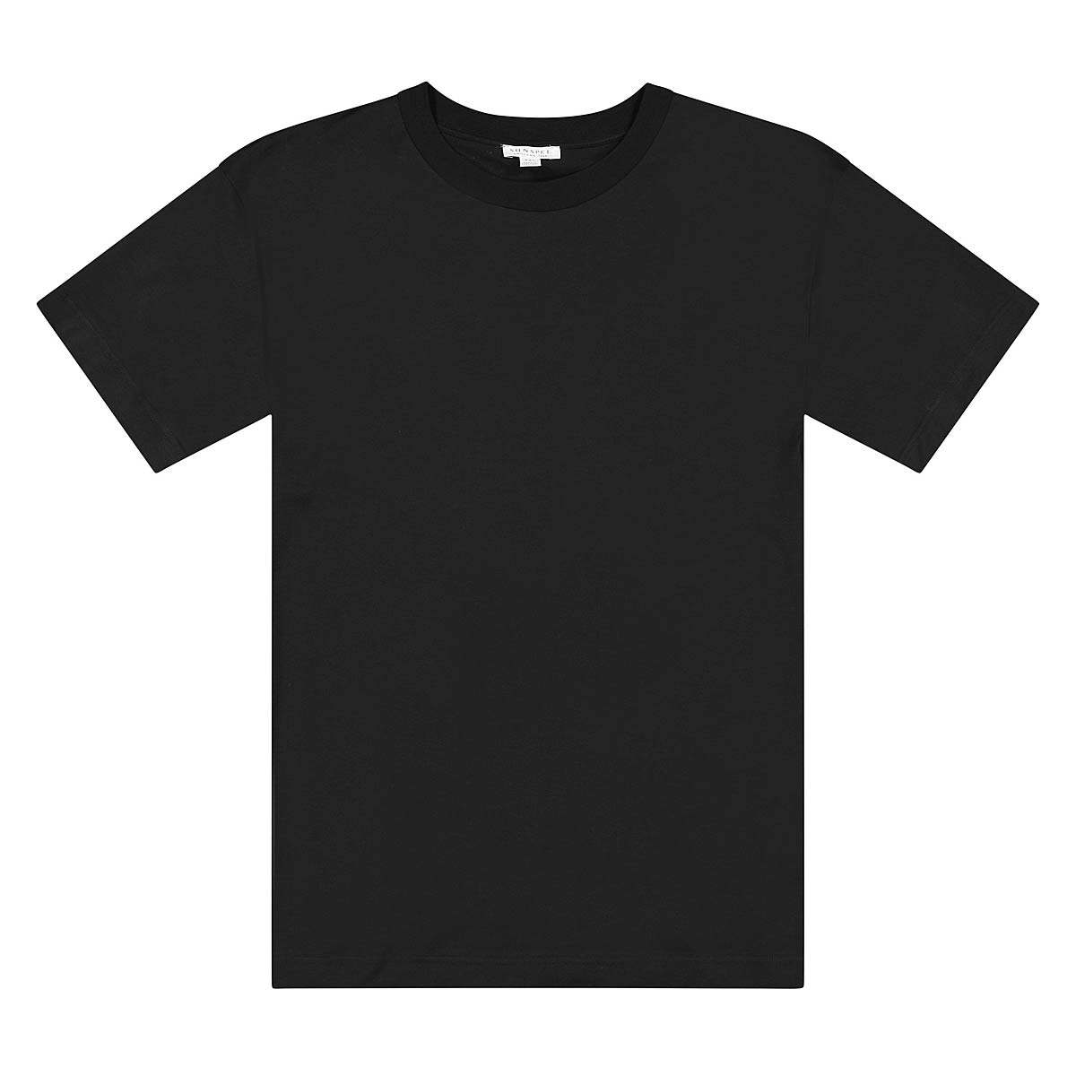 Sunspel Ss Mock Neck T-Shirt, Black