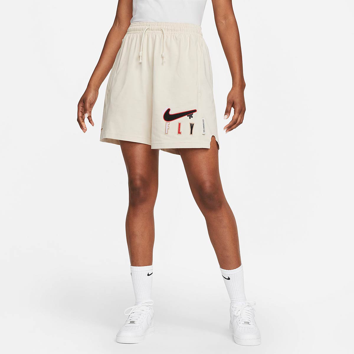 Nike Swoosh Fly Fleece Shorts Womens, Pearl White/Black