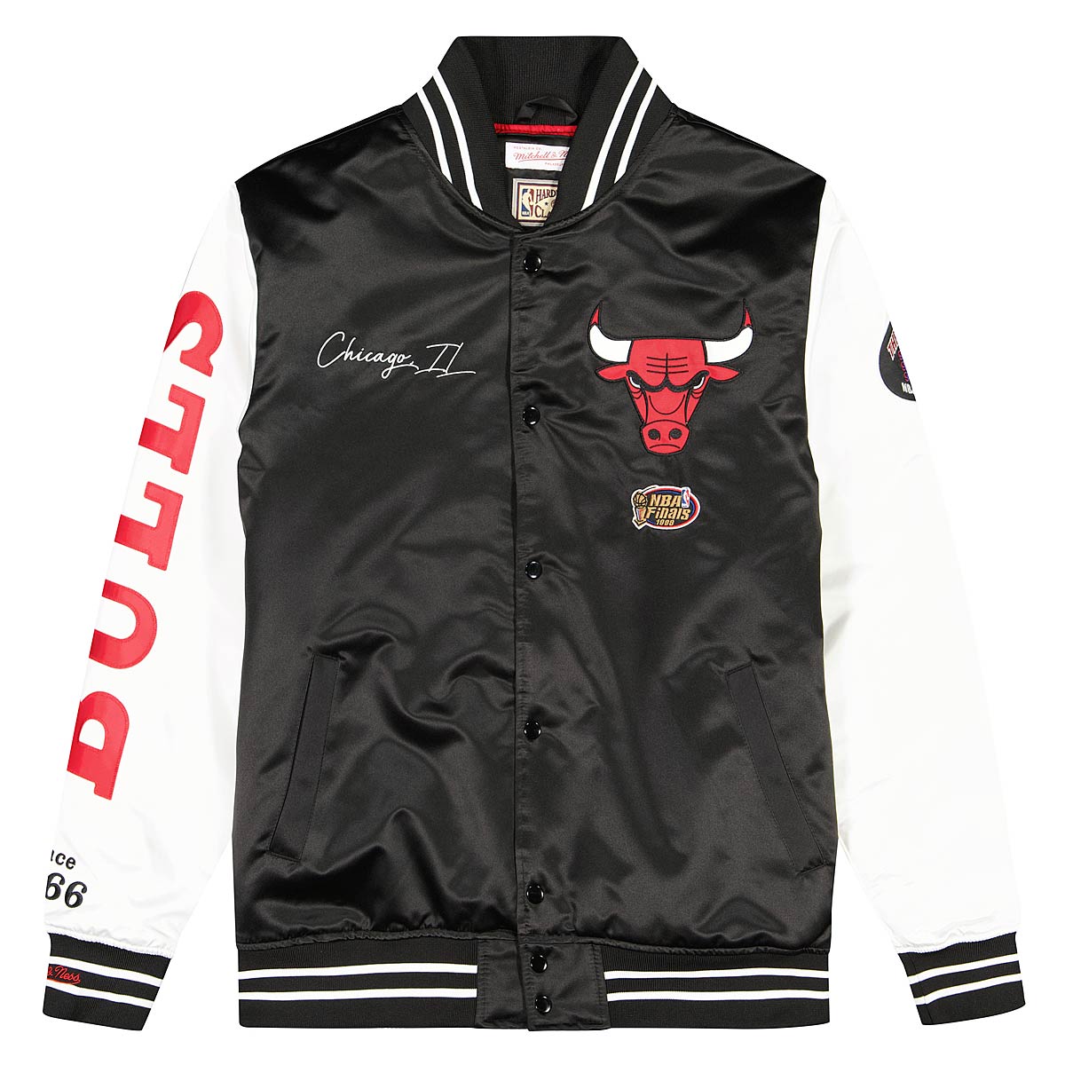 Mitchell And Ness Nba Chicago Bulls Team Origins Varsity Satin Jacket, Black/White
