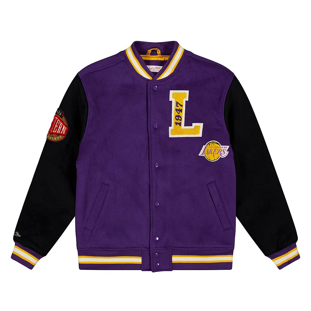 Image of Mitchell And Ness NBA Team Legacy Varsity Jacket Lakers, Purple / Black