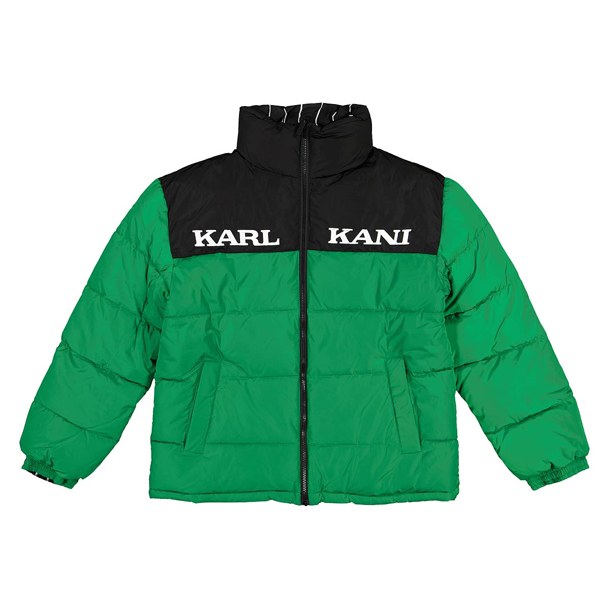 Karl Kani Retro Block Reversible Puffer Jacket, Green/Black/White