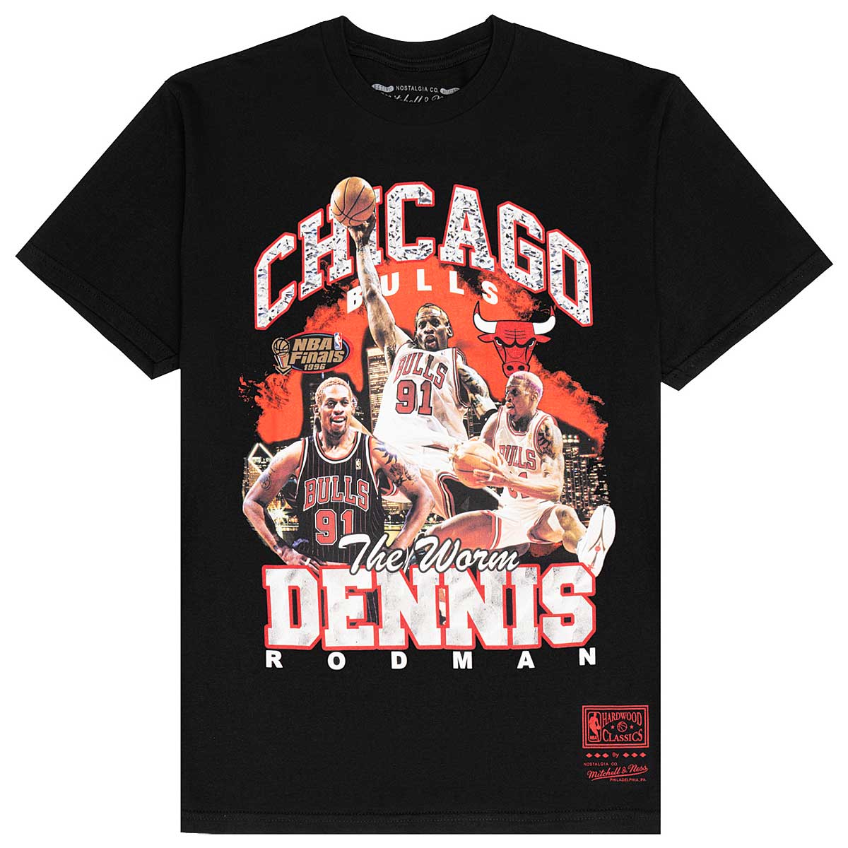 Mitchell And Ness NBA Chicago Bulls Dennis Rodman Bling T-shirt, Schwarz L