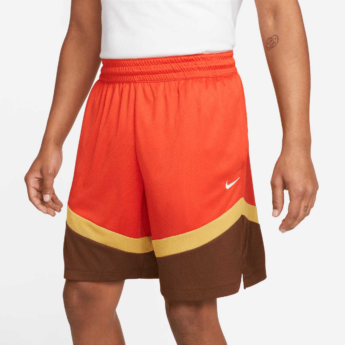 Nike M Nk Dri-Fit Icon 8Inch Shorts, Picante Red/Cacao Wow/Wheat Gold/White