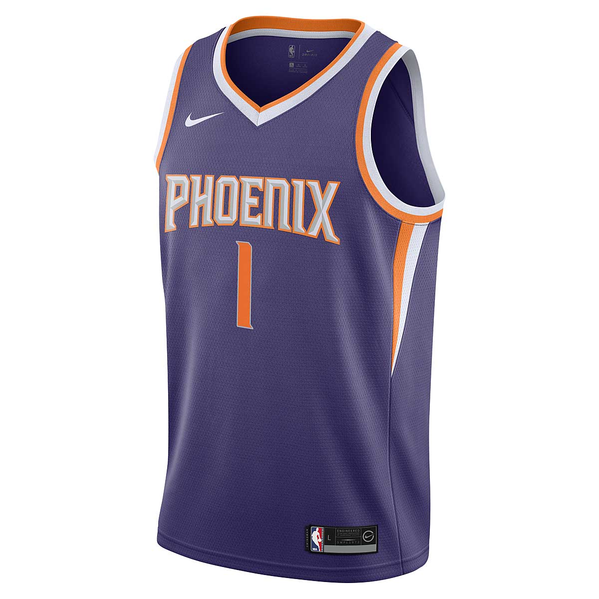Image of Nike Kids NBA Swingman Jersey Devin Booker Phoenix Suns Kids, Purple / Orange