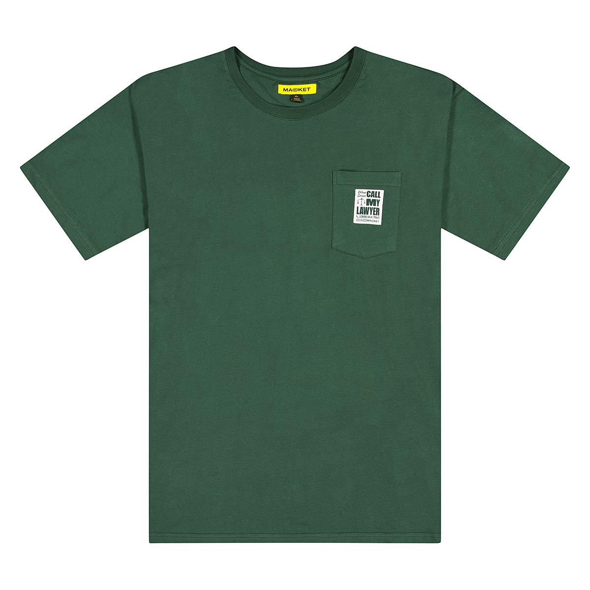 Market 24 Hr Lawyer Service Pocket T-Shirt, Evergreen